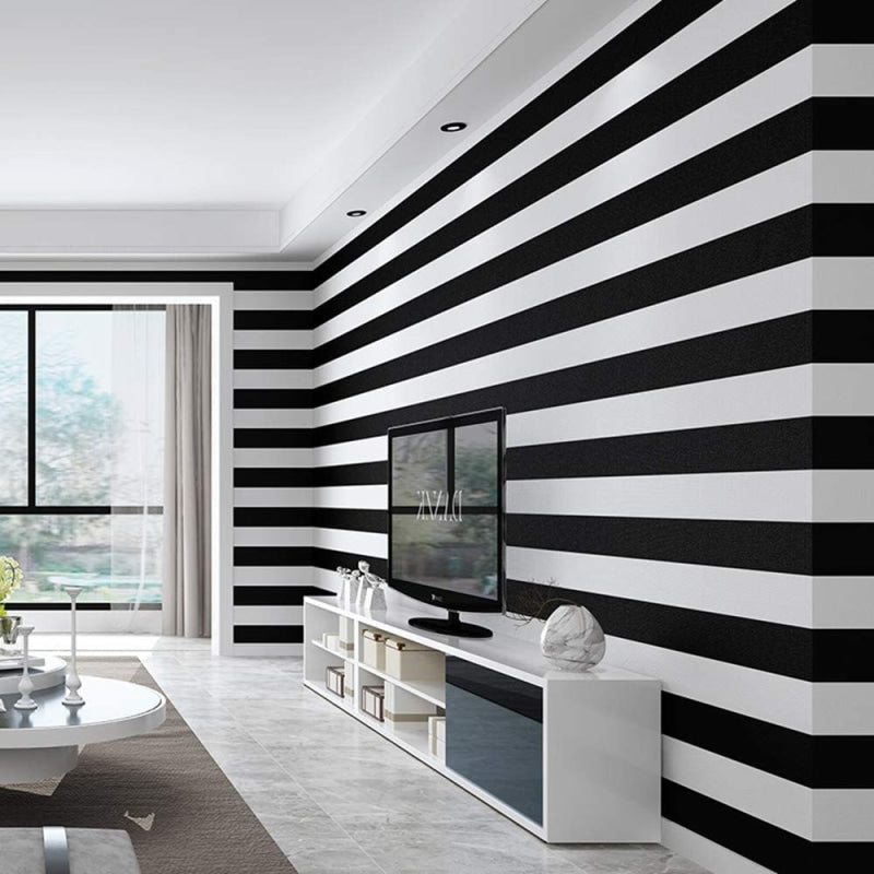 Striped Mural Wallpaper | Black and White Modern Design