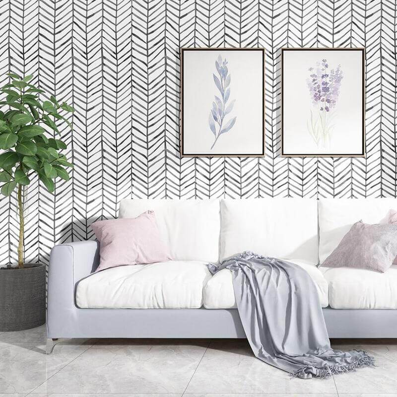 Geometric Mural Wallpaper | Modern Chevron Pattern in Black and White