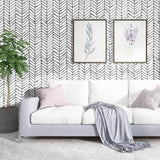 Geometric Mural Wallpaper | Modern Chevron Pattern in Black and White