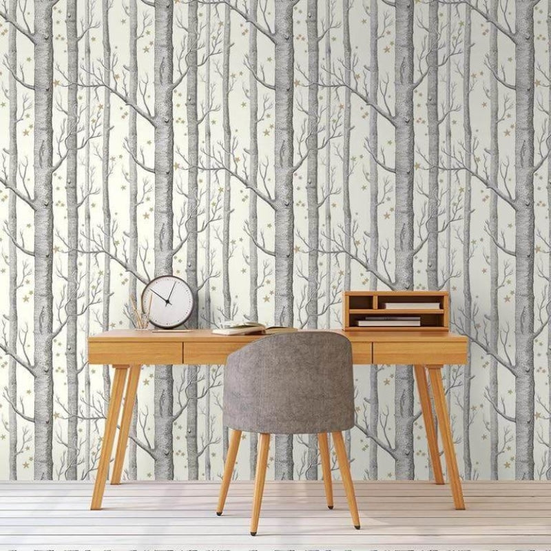 Forest Mural Wallpaper | Birch Trees Scandinavian Pattern
