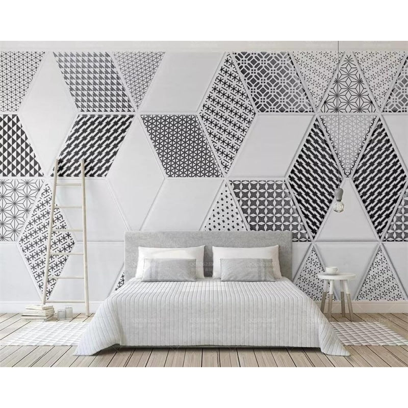 Geometric Mural Wallpaper | Black and White Pattern Design