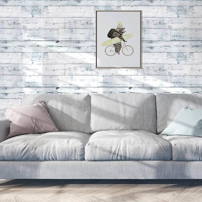 Wood Mural Wallpaper | Whitewashed Rustic Planks