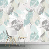Foliage Mural Wallpaper | Mint and Grey Scandinavian Design