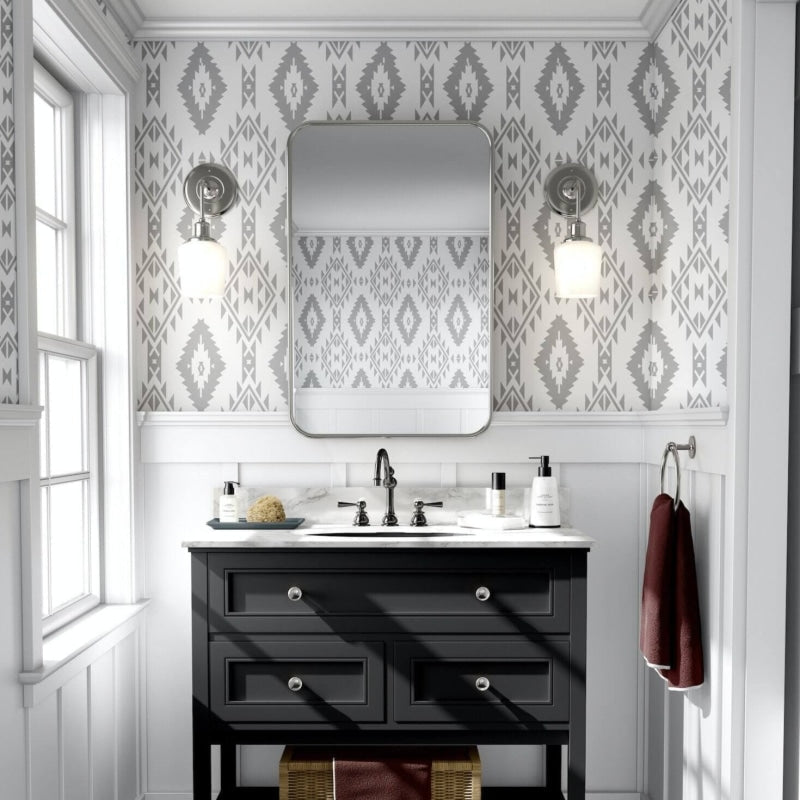 Geometric Mural Wallpaper | Scandinavian Grey Diamond Pattern