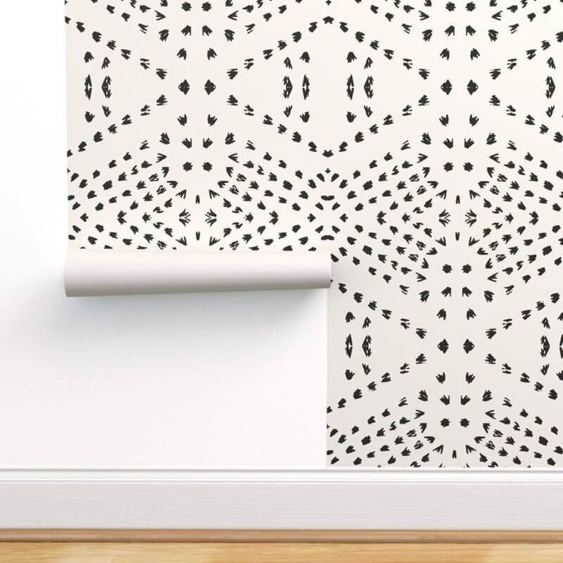Geometric Mural Wallpaper | Black and White Scandinavian Pattern