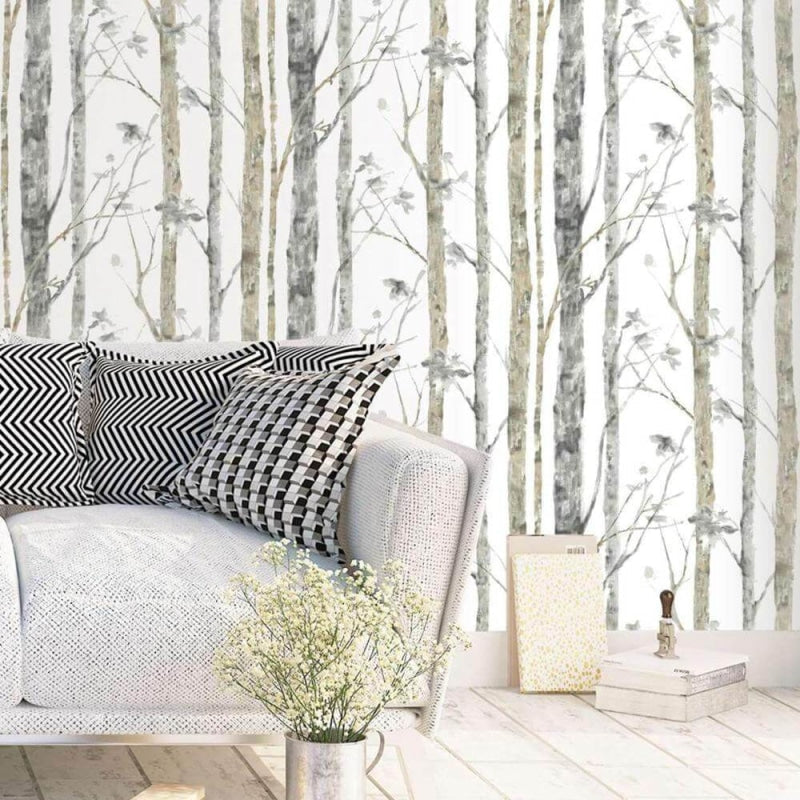 Forest Mural Wallpaper | Scandinavian Birch Trees Design