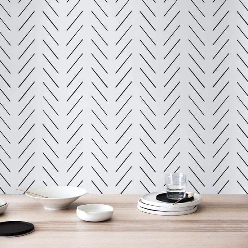 Geometric Mural Wallpaper | Black and White Scandinavian Pattern