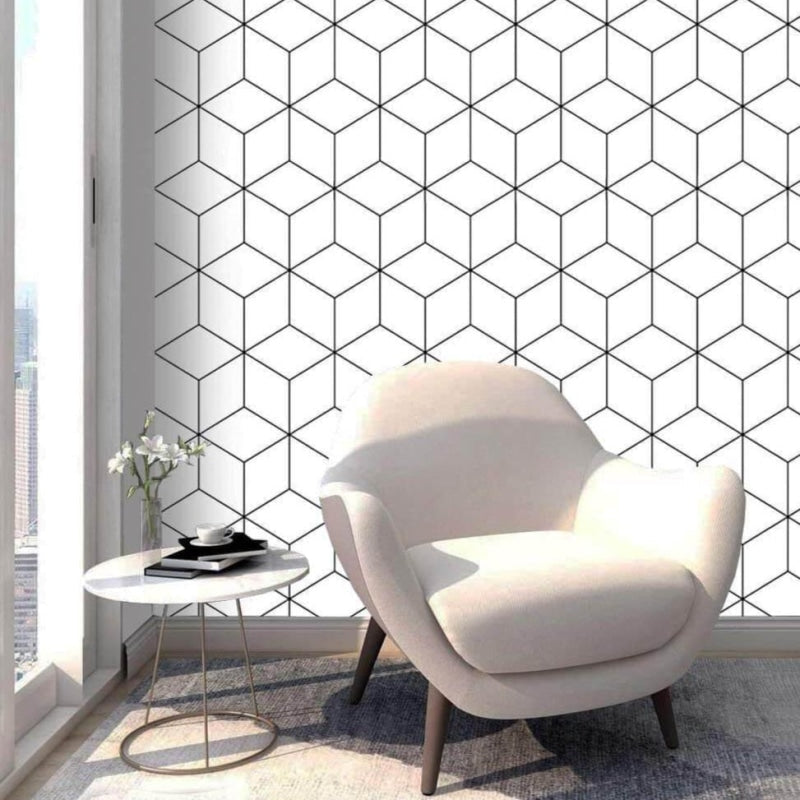Geometric Mural Wallpaper | Modern Cube Pattern Design