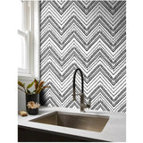 Geometric Mural Wallpaper | Black and White Chevron Pattern