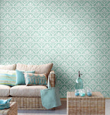 Art Deco Mural Wallpaper | Mint Green Fan Pattern
