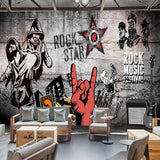 Music Mural Wallpaper | Rock Festival Graffiti Design