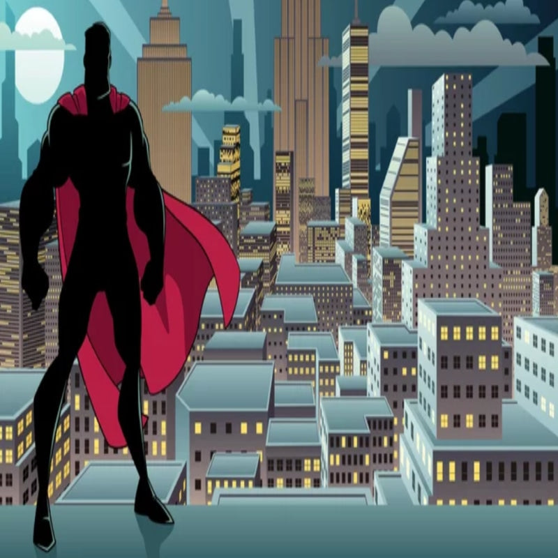 Superhero Mural Wallpaper | Night City Skyline Design