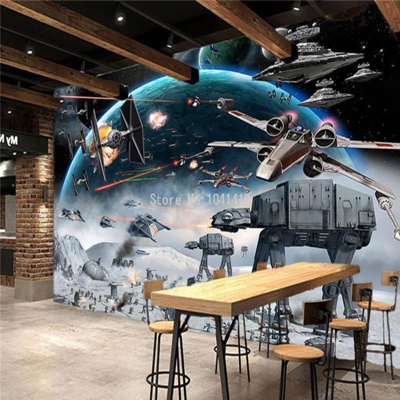 Space Battle Mural Wallpaper | Star Wars Epic Combat Scene