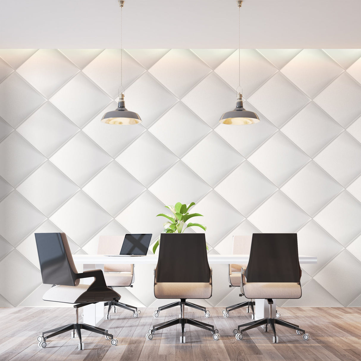 3D Mural Wallpaper | Modern White Diamond Pattern