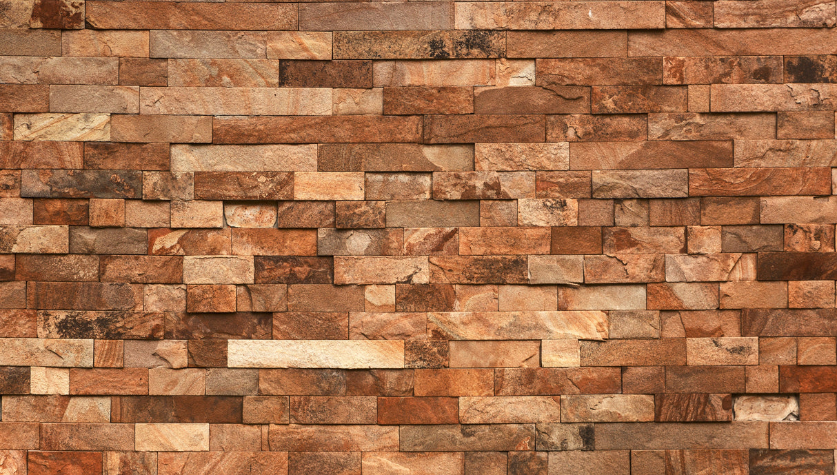 Stone Mural Wallpaper | Rustic Terracotta Brick Design