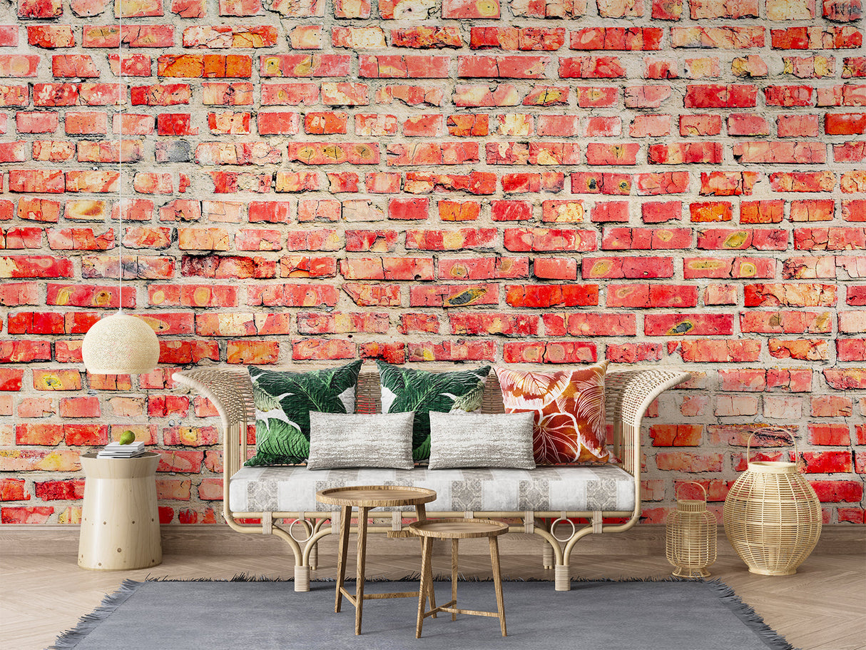 Brick Mural Wallpaper | Vintage Red Industrial Design