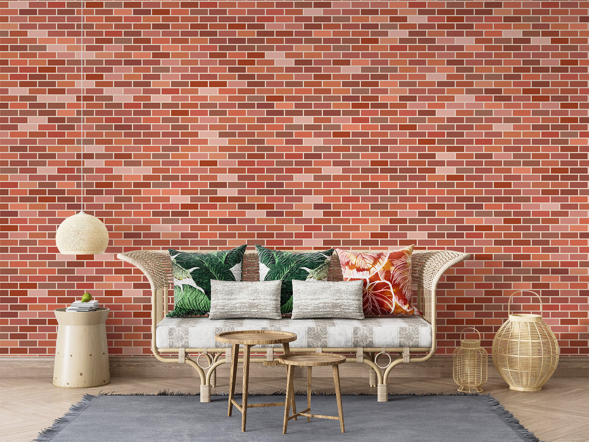 Brick Mural Wallpaper | Modern Red and White Pattern