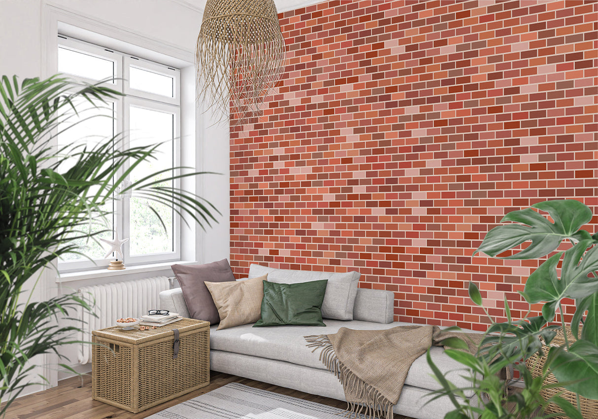 Brick Mural Wallpaper | Modern Red and White Pattern