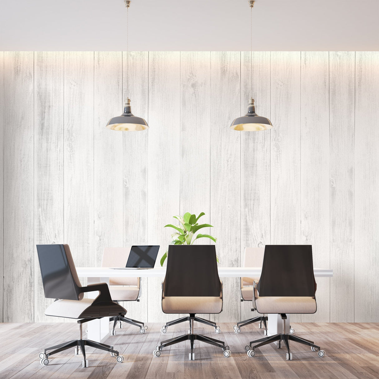 Wood Pattern Mural Wallpaper | White Rustic Planks Design