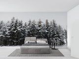 Winter Forest Mural Wallpaper | Snow-Covered Pine Trees
