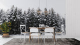 Winter Forest Mural Wallpaper | Snow-Covered Pine Trees
