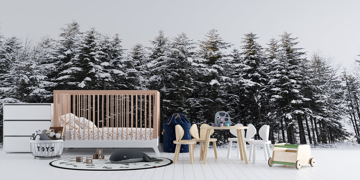 Winter Forest Mural Wallpaper | Snow-Covered Pine Trees