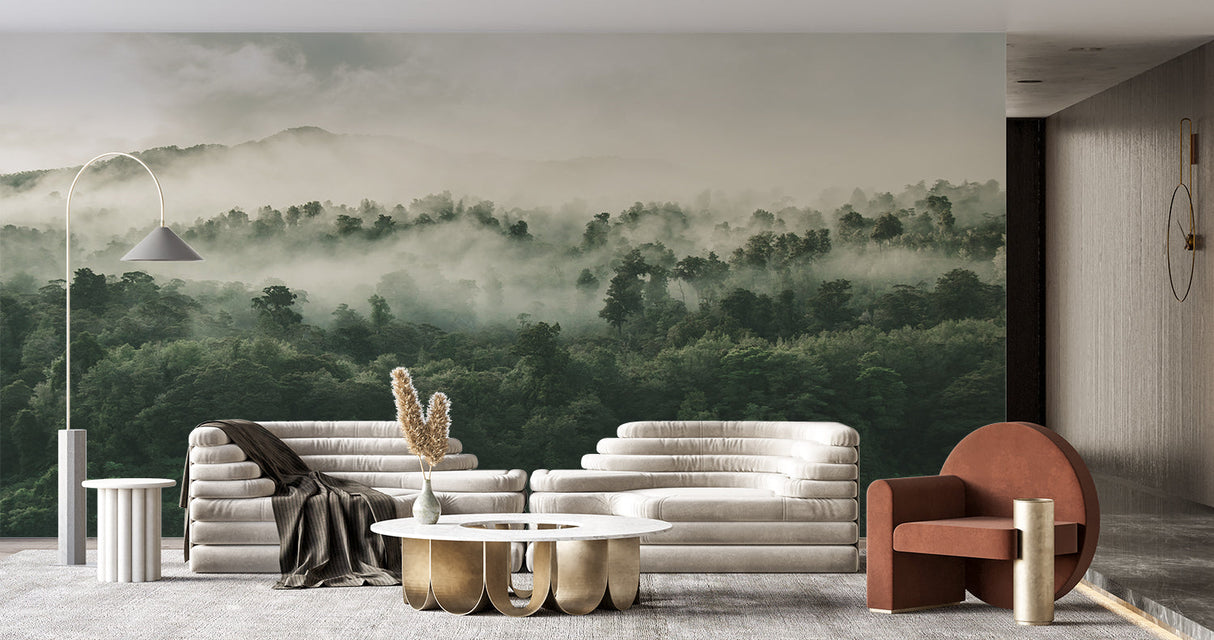 Forest Mural Wallpaper | Misty Mountain Landscape