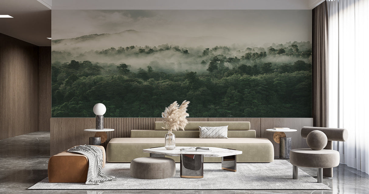Forest Mural Wallpaper | Misty Mountain Landscape