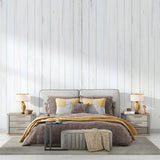 Wood Pattern Mural Wallpaper | White Washed Planks Design