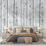 Wood Mural Wallpaper | Vintage White Planks Pattern