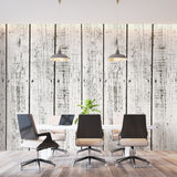 Wood Mural Wallpaper | Vintage White Planks Pattern