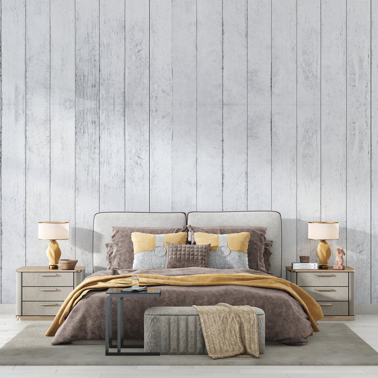 Wood Pattern Mural Wallpaper | White Rustic Planks Design