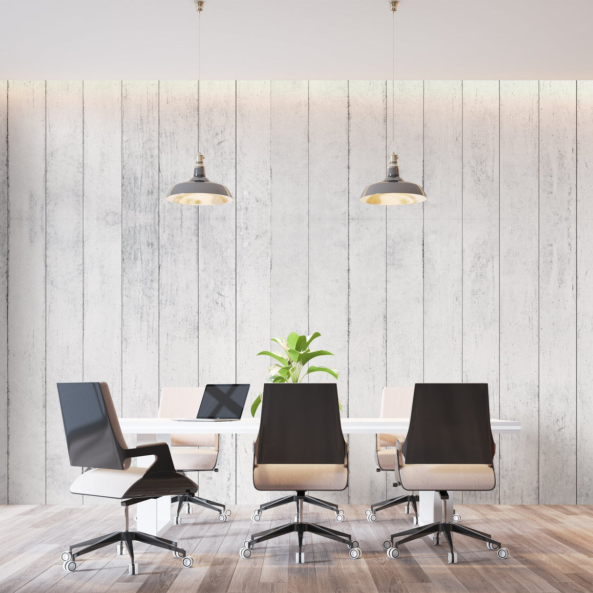 Wood Pattern Mural Wallpaper | White Rustic Planks Design