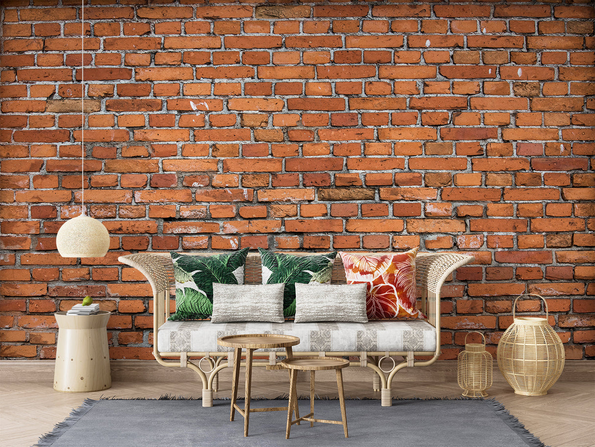Brick Mural Wallpaper | Industrial Terracotta Design