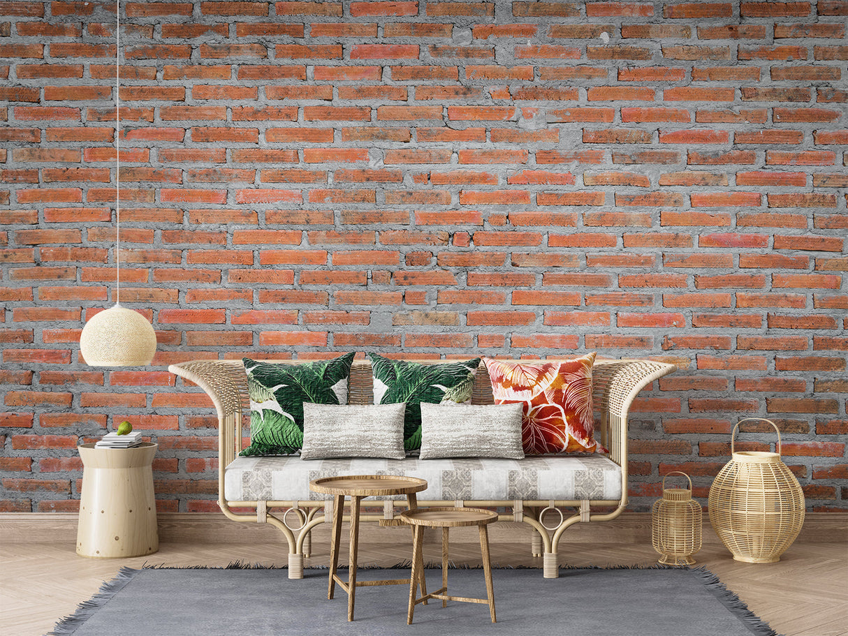 Brick Mural Wallpaper | Industrial Terracotta Design