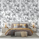 Tropical Mural Wallpaper | Monochrome Birds and Monstera
