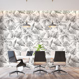 Tropical Mural Wallpaper | Monochrome Birds and Monstera