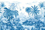 Tropical Mural Wallpaper | Blue Paradise Palm Scene