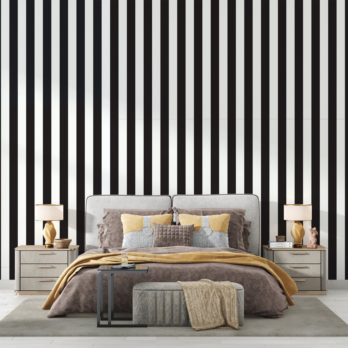 Striped Mural Wallpaper | Black and White Modern Design