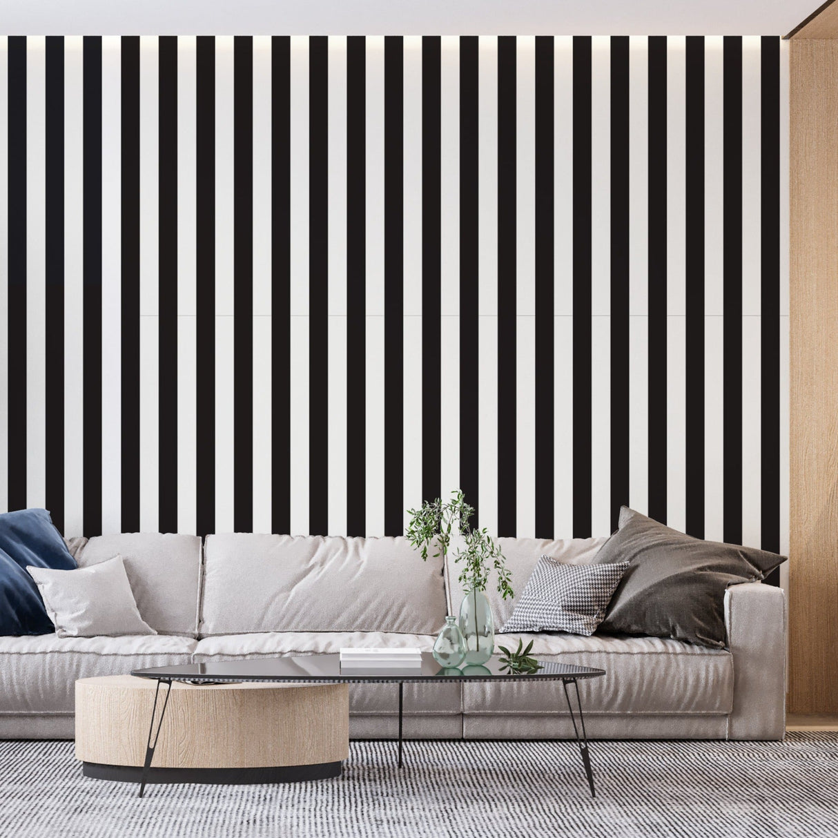Striped Mural Wallpaper | Black and White Modern Design