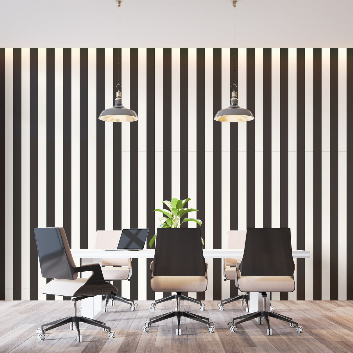 Striped Mural Wallpaper | Black and White Modern Design