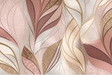 Abstract Mural Wallpaper | Blush Pink and Gold Leaves Design