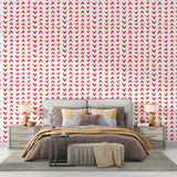 Heart Pattern Mural Wallpaper | Modern Red and White Design