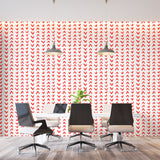 Heart Pattern Mural Wallpaper | Modern Red and White Design