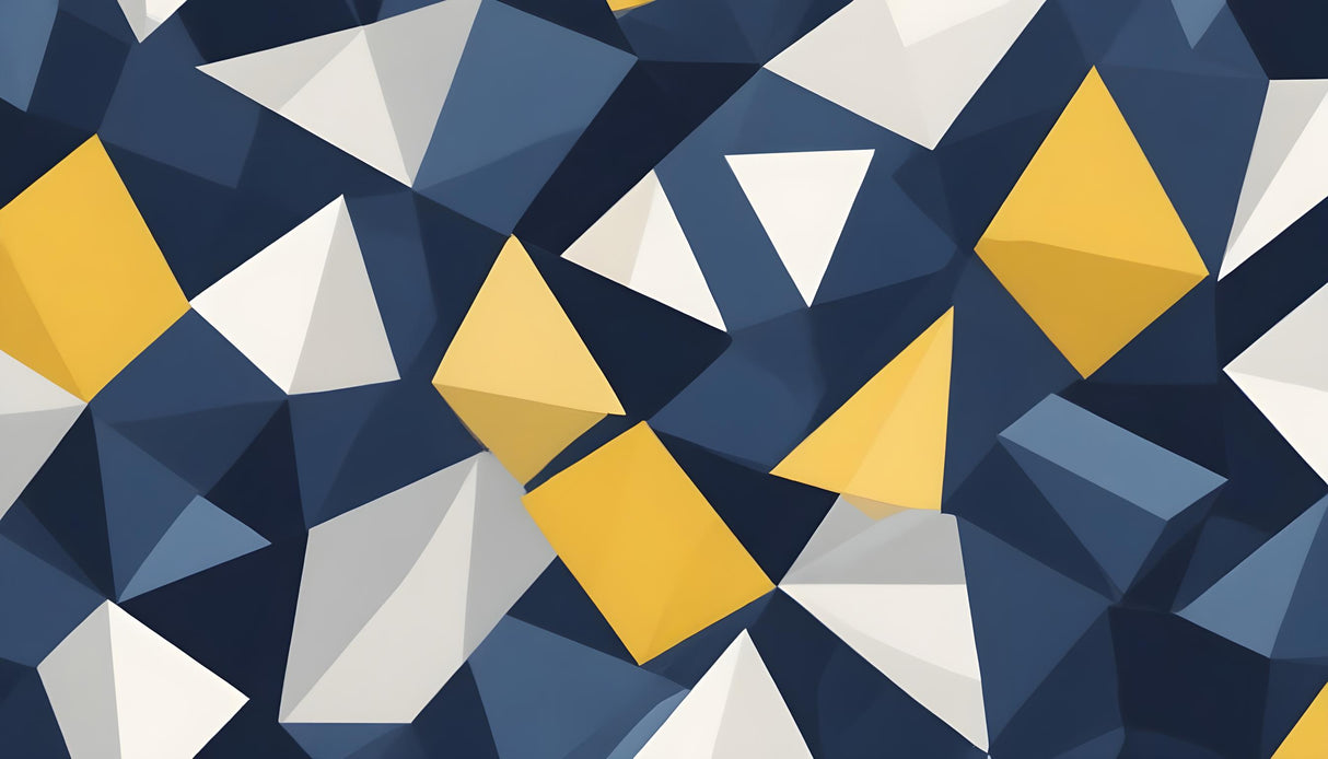 Geometric Mural Wallpaper | Modern Navy Blue and Gold Design