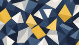 Geometric Mural Wallpaper | Modern Navy Blue and Gold Design