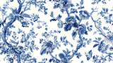 Floral Mural Wallpaper | Blue and White Vintage Pattern