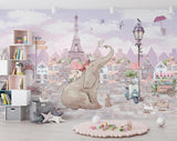 Whimsical Paris mural creating a magical reading nook in a child's bedroom