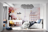 French themed dining room featuring Eiffel Tower cherry blossom mural