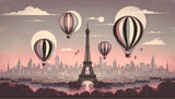Paris skyline wallpaper design file showing detailed Eiffel Tower and floating balloons pattern